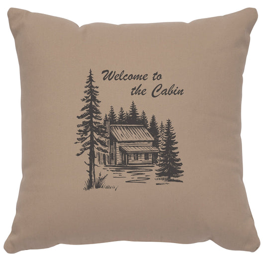 "Welcome Cabin" Image Pillow - Cotton Alabaster by Wooded River