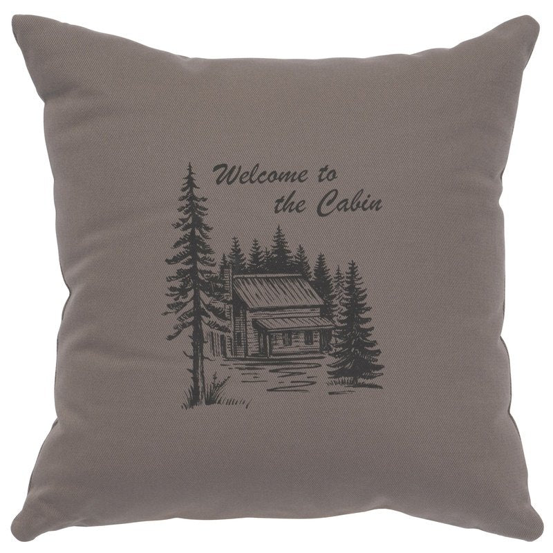 "Welcome Cabin" Image Pillow - Cotton Chrome
