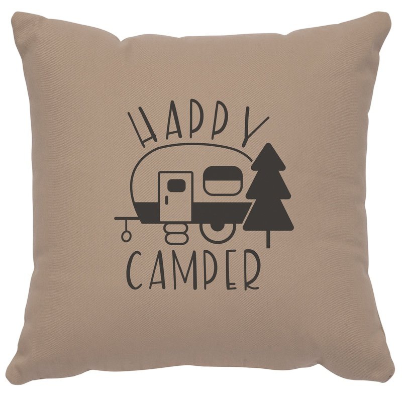 "Happy Camper" Image Pillow - Cotton Alabaster