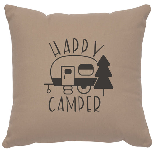"Happy Camper" Image Pillow - Cotton Alabaster by Wooded River