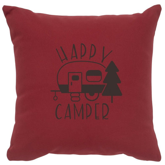 "Happy Camper" Image Pillow - Cotton Brick