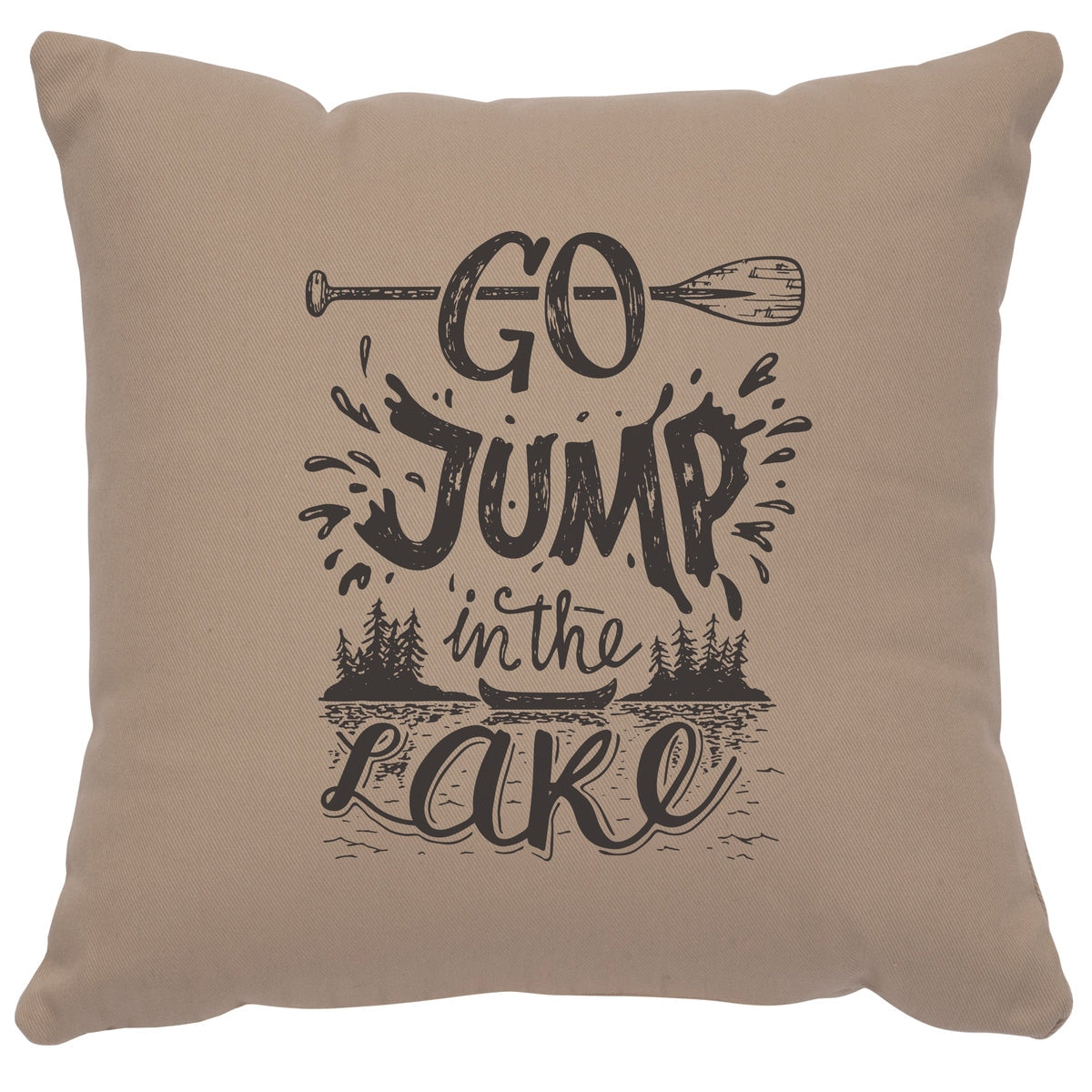 "Jump in Lake" Image Pillow - Cotton Alabaster by Wooded River