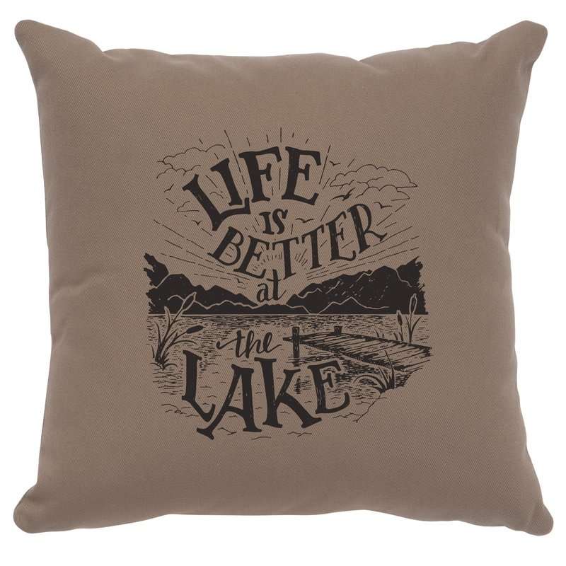 "Life is Better" Image Pillow - Cotton Taupe