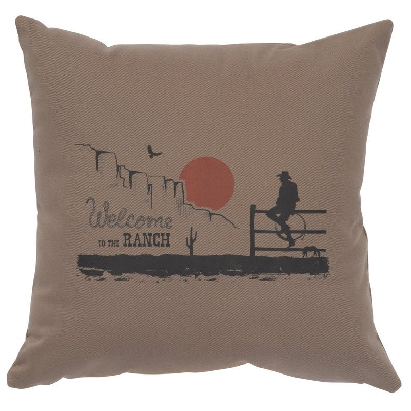 "Welcome Ranch" Image Pillow - Cotton Taupe