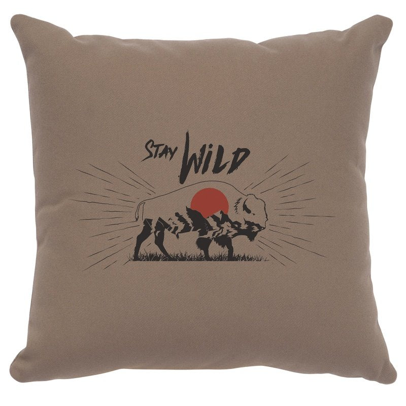 "Stay Wild" Image Pillow - Cotton Taupe