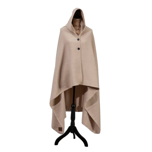 Solid Crème Hooded Throw