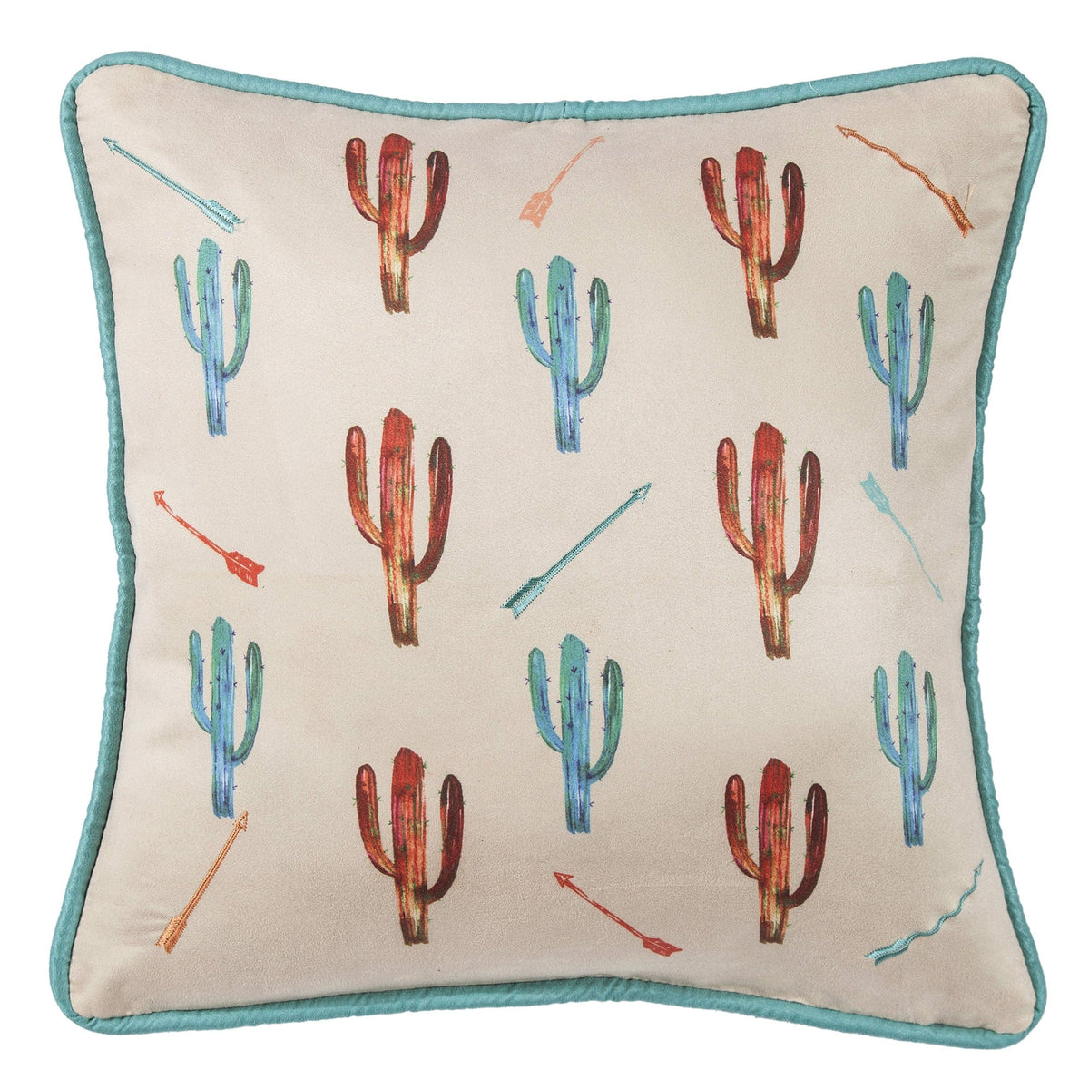 Serape Cactus Throw Pillow with Embroidery Details