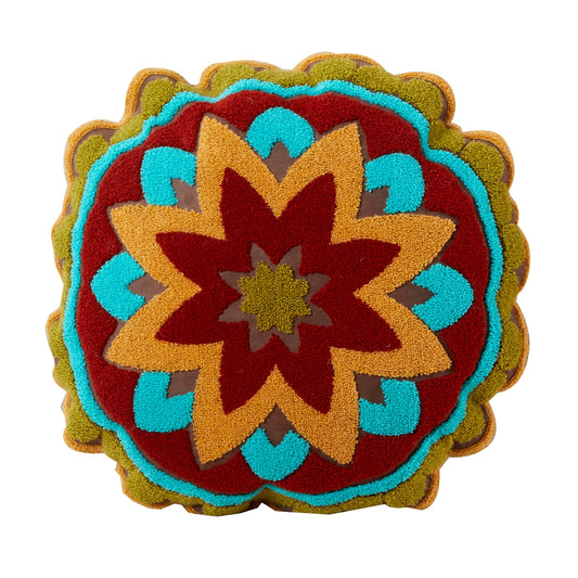 Tammy Crewel Embroidery Round Box Throw Pillow