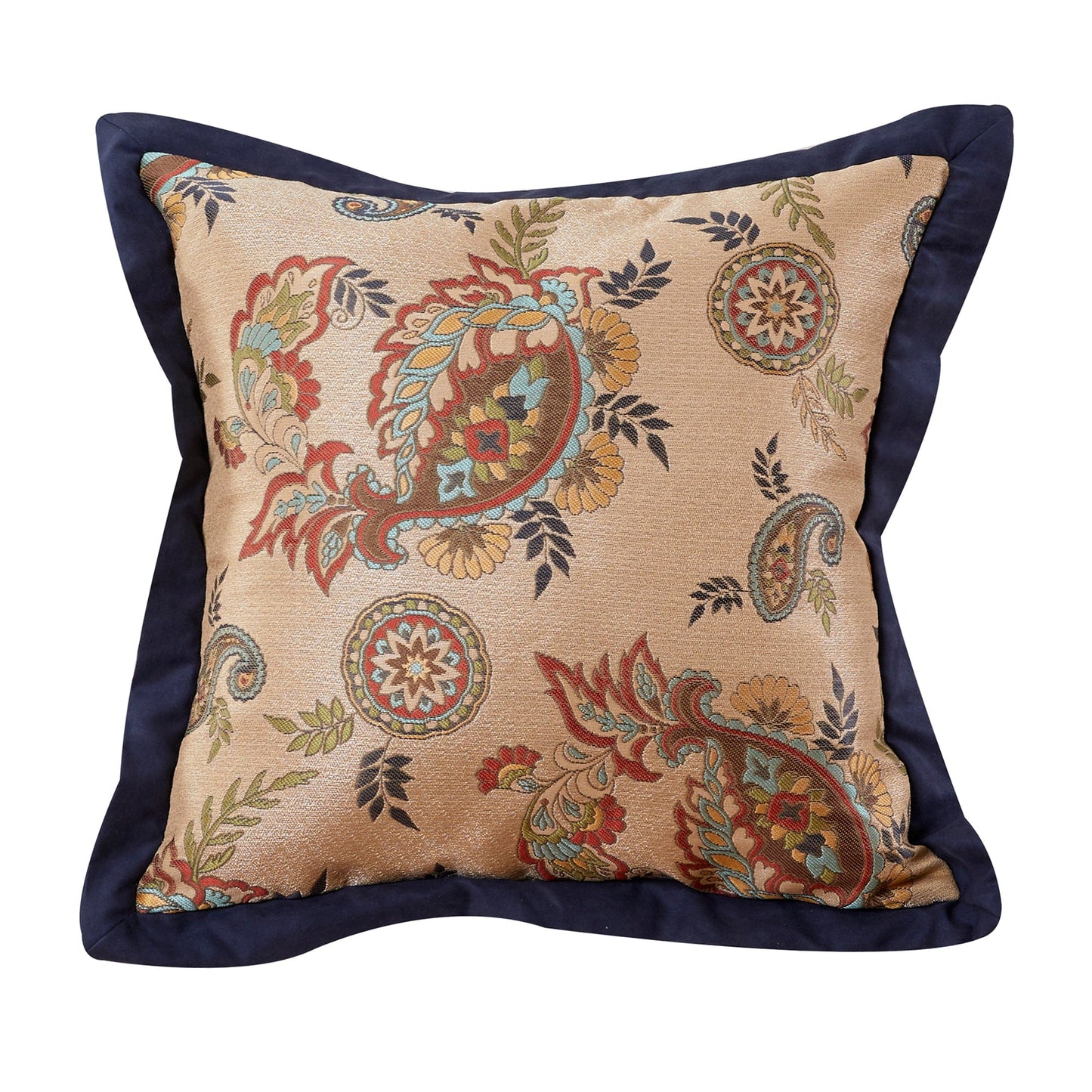 Tammy Navy Flanged Paisley Square Pillow