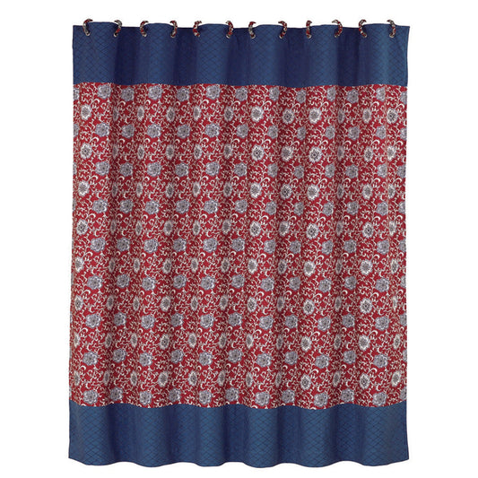 Floral Blue Detailed Shower Curtain