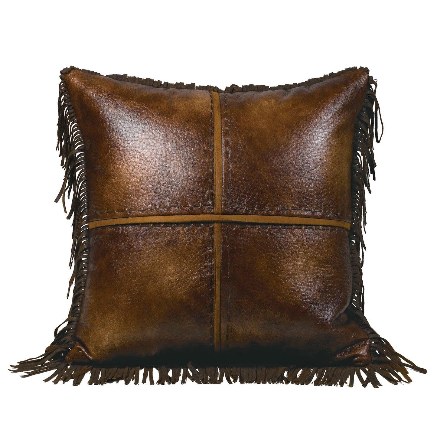 Austin Cross Stitched Faux Leather Throw Pillow