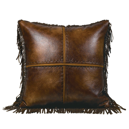 Austin Cross Stitched Faux Leather Throw Pillow