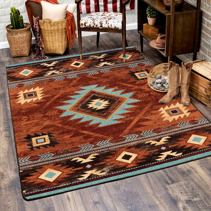 Whisky River Rug – Rust – room setting
