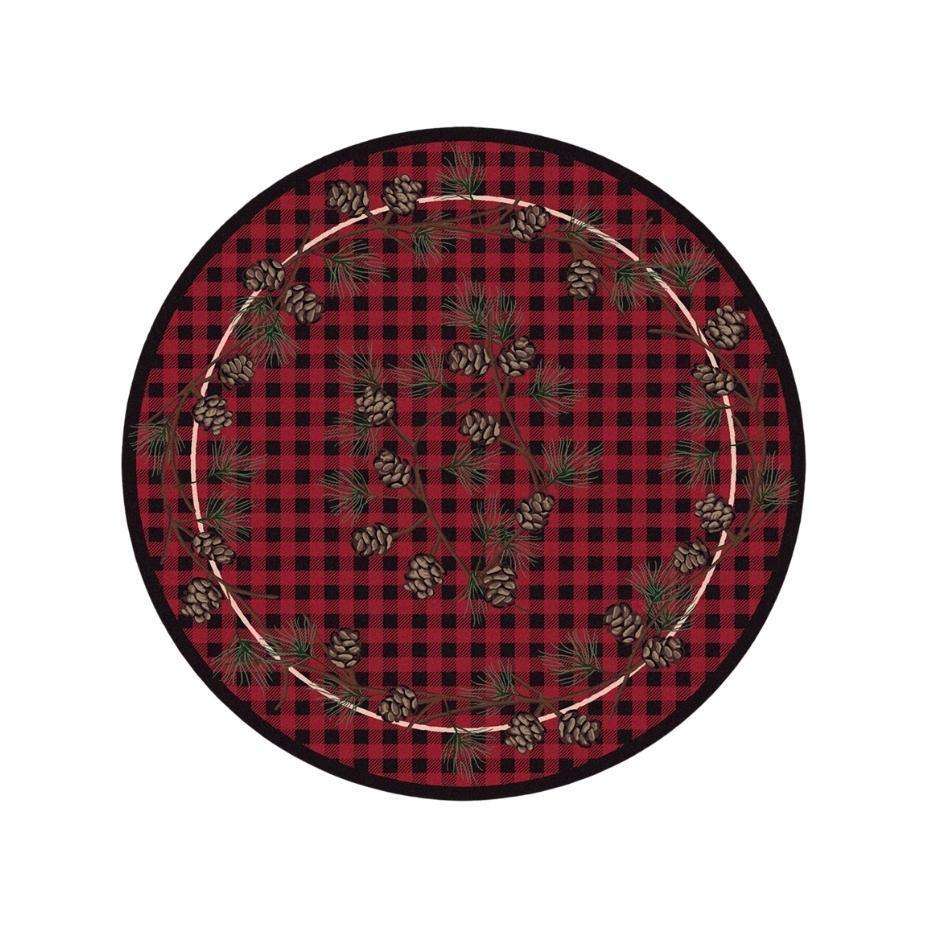 Wooded Forest - Red-CabinRugs Southwestern Rugs Wildlife Rugs Lodge Rugs Aztec RugsSouthwest Rugs