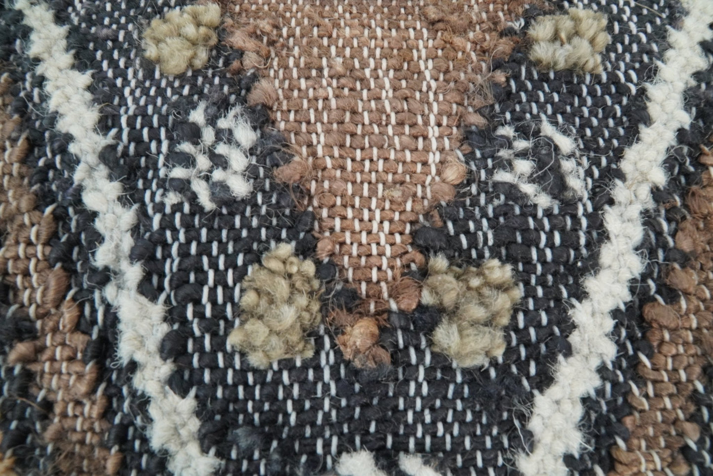 Hand woven Jute and Wool Tribal Accent Pillow, Cushion