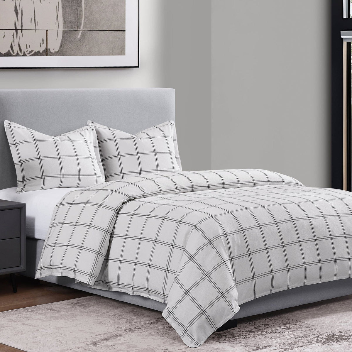 Windowpane Plaid Duvet Cabin Rugs and Furnishings