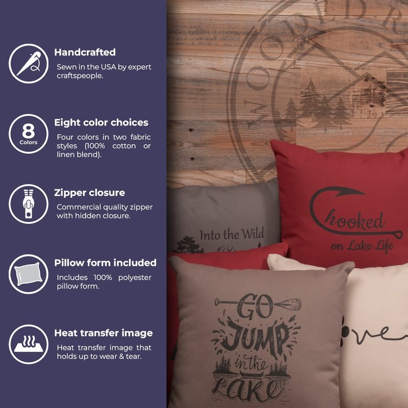 "Jump in Lake" Image Pillow - Linen Natural