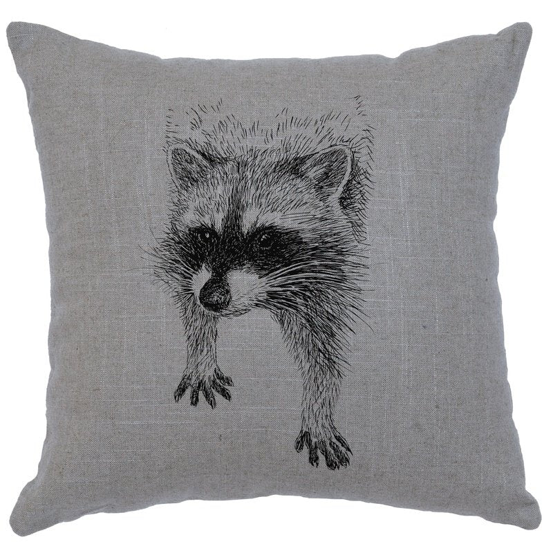 "Raccoon" Image Pillow - Linen Gray