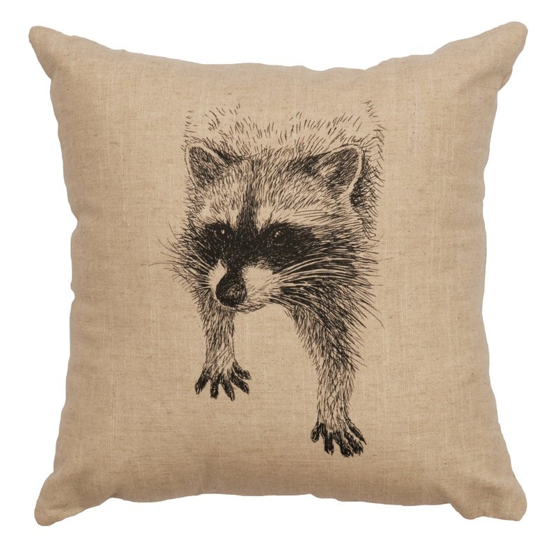 "Raccoon" Image Pillow - Linen Natural