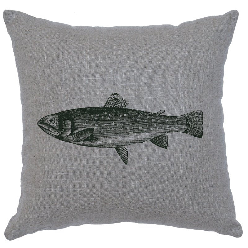 "Trout" Image Pillow - Linen Gray