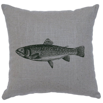"Trout" Image Pillow - Linen Gray