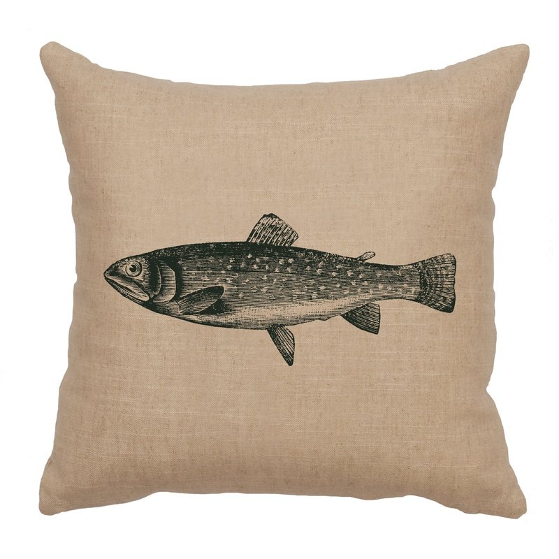 "Trout" Image Pillow - Linen Natural