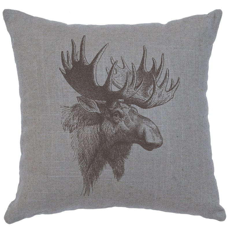 "Moose Profile" Image Pillow - Linen Gray