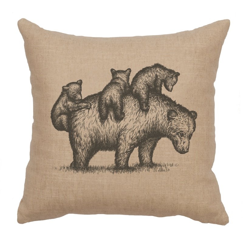 "Mama Bear" Image Pillow - Linen Natural