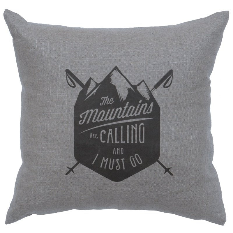 "Mountains are Calling" Image Pillow - Linen Gray