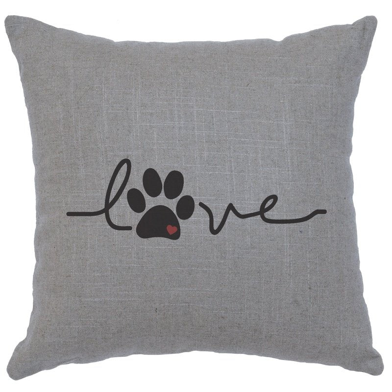 "Love Paw" Image Pillow - Linen Gray