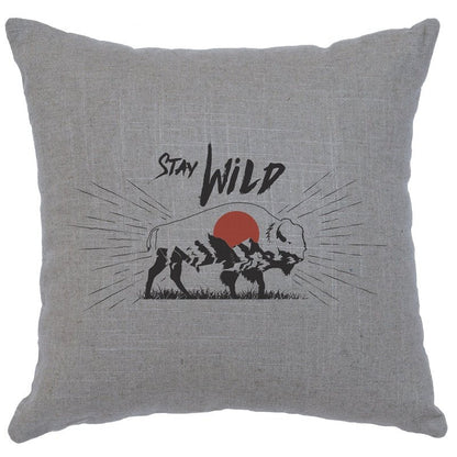"Stay Wild" Image Pillow - Linen Gray