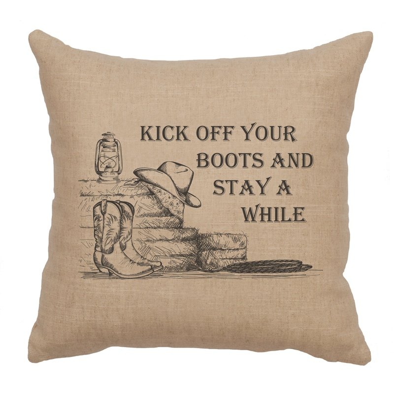 "Kick off Boots" Image Pillow - Linen Natural