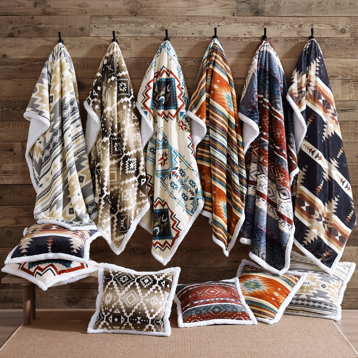 Chalet Aztec Campfire Sherpa Throw Cabin Rugs and Furnishings