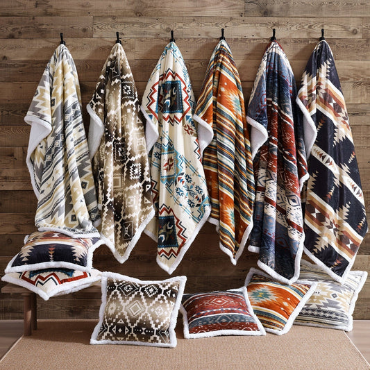 Chalet Aztec Campfire Sherpa Throw Cabin Rugs and Furnishings