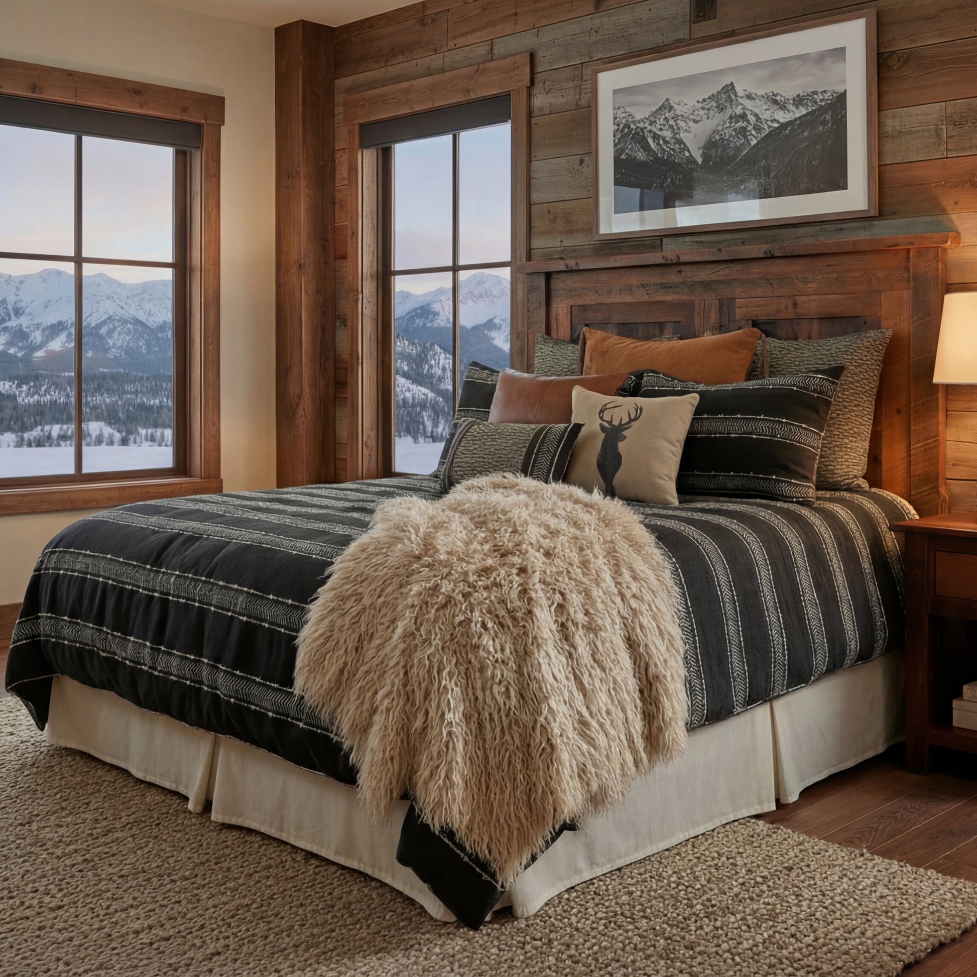 Wooded River Summit Trail Onyx Duvet Cover