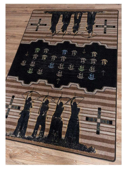 Defend Our Land Rug – Brown – pattern detail