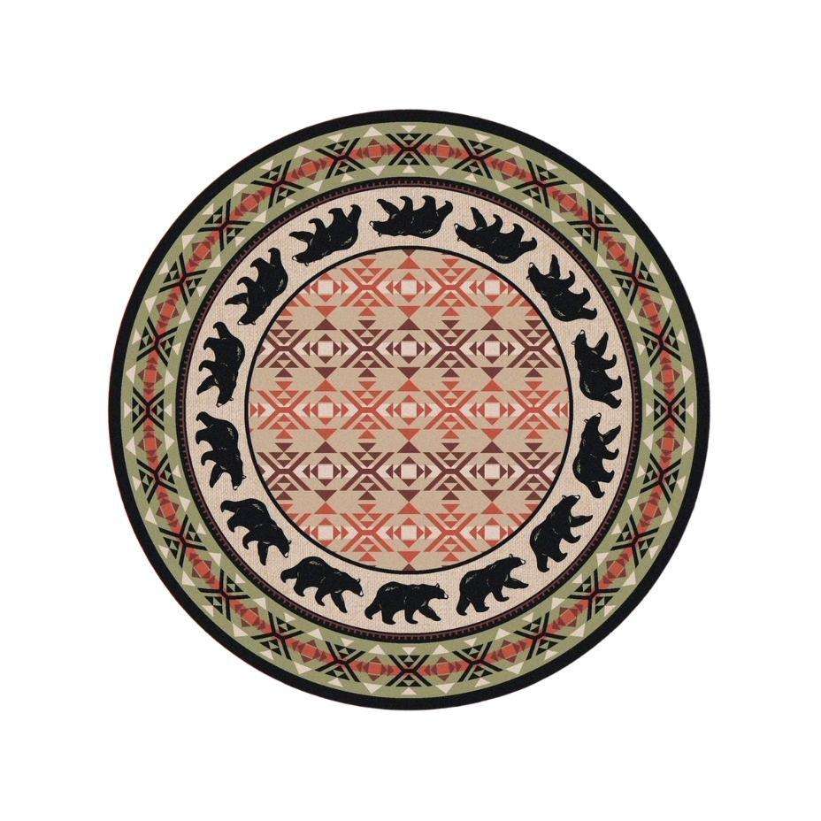 Comfy Bears - Burnt Red-CabinRugs Southwestern Rugs Wildlife Rugs Lodge Rugs Aztec RugsSouthwest Rugs