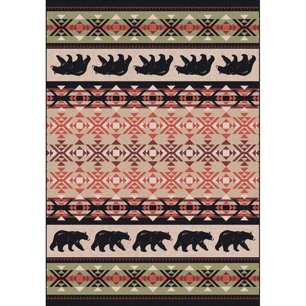 Comfy Bears - Burnt Red-CabinRugs Southwestern Rugs Wildlife Rugs Lodge Rugs Aztec RugsSouthwest Rugs