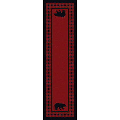 Mother Bear Refuge - Red-CabinRugs Southwestern Rugs Wildlife Rugs Lodge Rugs Aztec RugsSouthwest Rugs