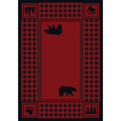 Mother Bear Refuge - Red-CabinRugs Southwestern Rugs Wildlife Rugs Lodge Rugs Aztec RugsSouthwest Rugs