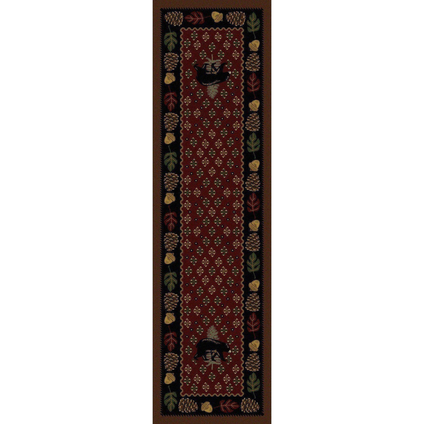 Picnic Bear - Red-CabinRugs Southwestern Rugs Wildlife Rugs Lodge Rugs Aztec RugsSouthwest Rugs