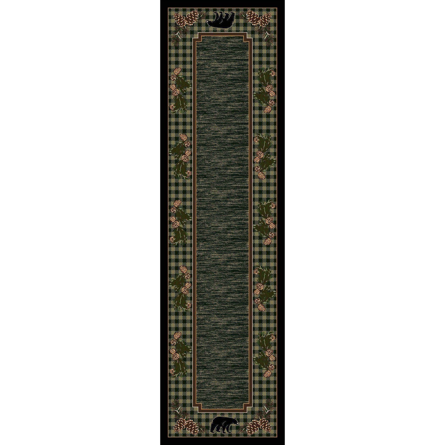 Pinecones & Bears-CabinRugs Southwestern Rugs Wildlife Rugs Lodge Rugs Aztec RugsSouthwest Rugs