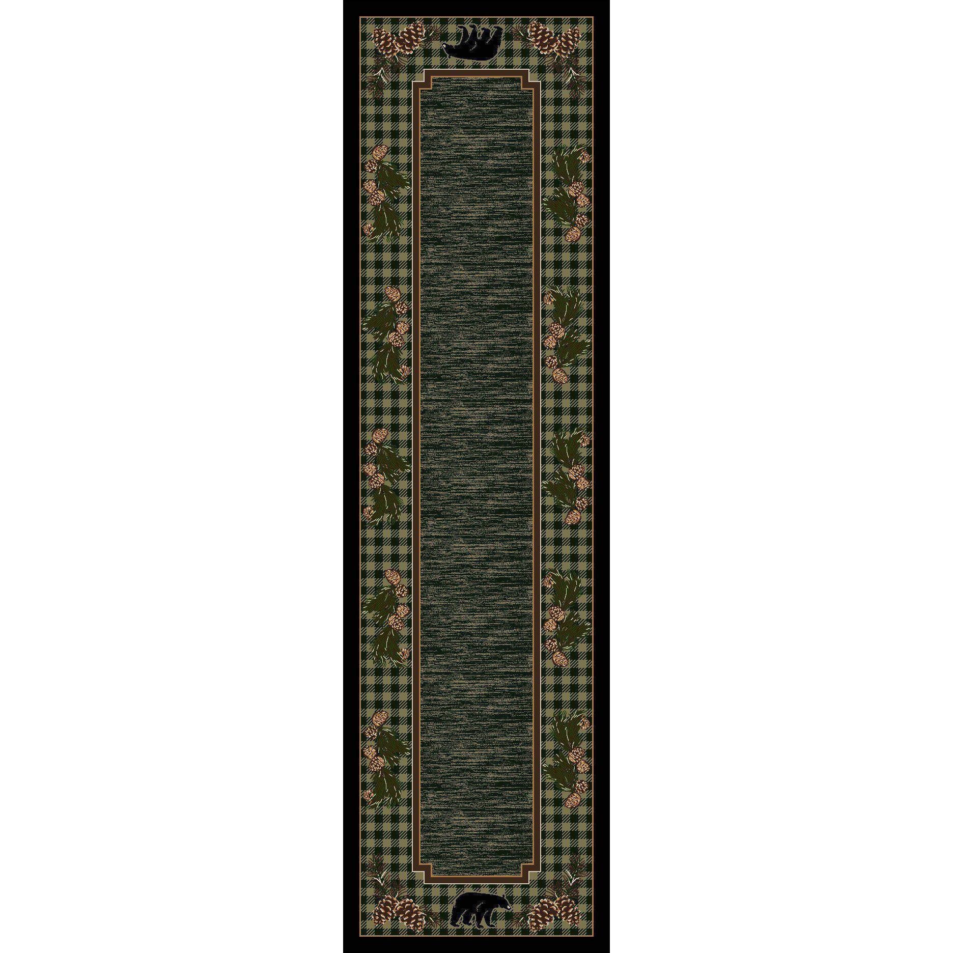 Pinecones & Bears-CabinRugs Southwestern Rugs Wildlife Rugs Lodge Rugs Aztec RugsSouthwest Rugs