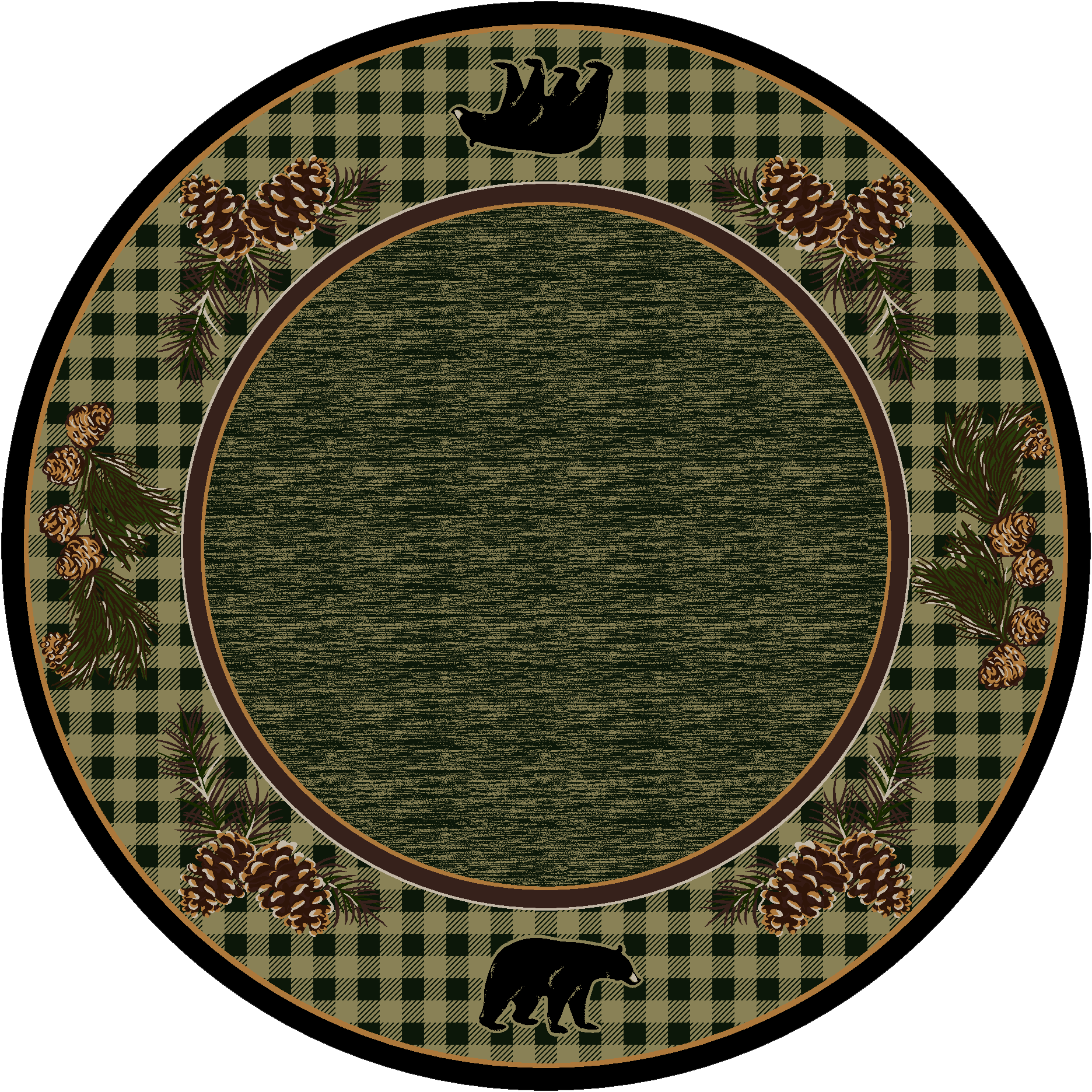 Pinecones & Bears-CabinRugs Southwestern Rugs Wildlife Rugs Lodge Rugs Aztec RugsSouthwest Rugs