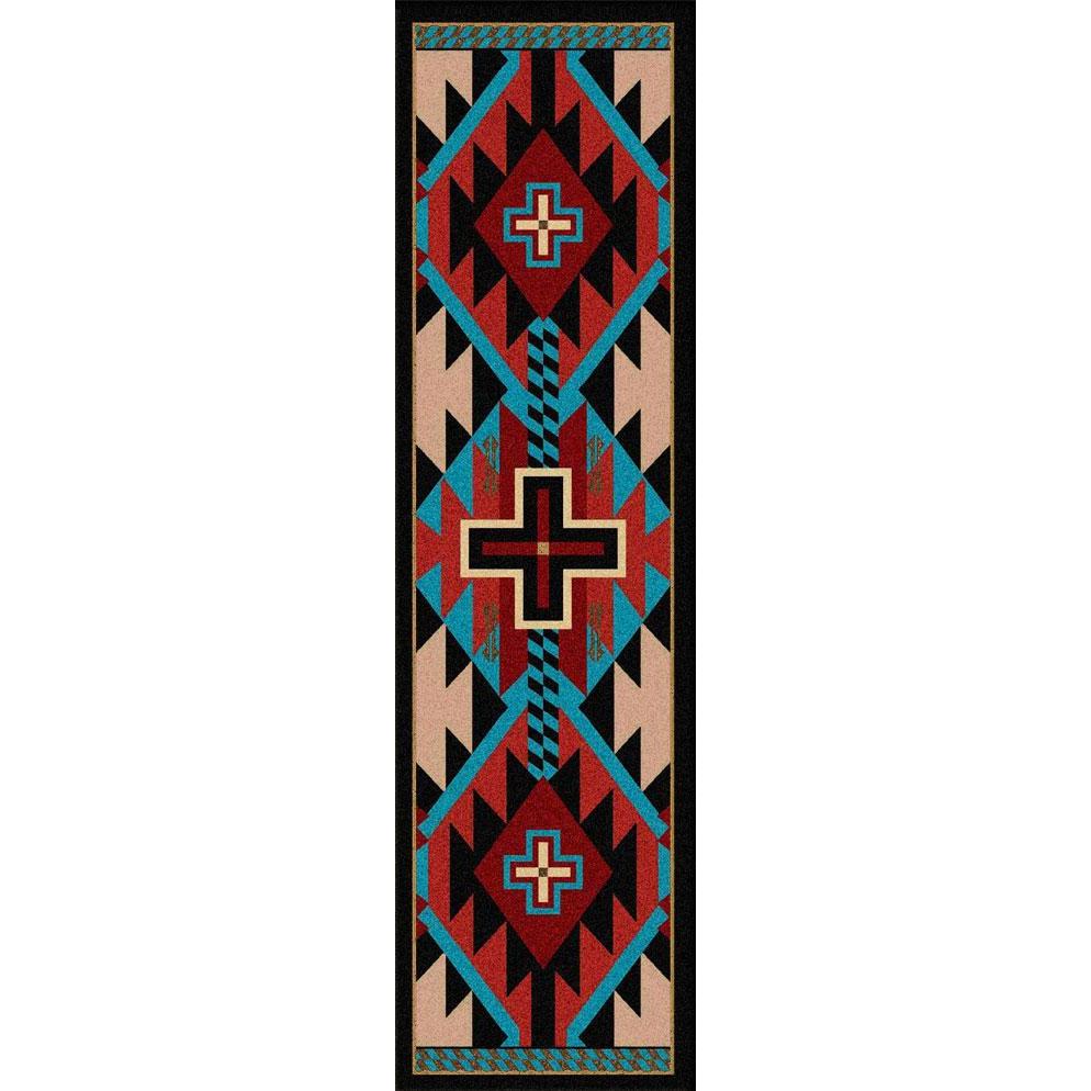 Rustic Crucifix - Blue-CabinRugs Southwestern Rugs Wildlife Rugs Lodge Rugs Aztec RugsSouthwest Rugs