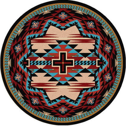 Rustic Crucifix Rug – Blue – pattern detail