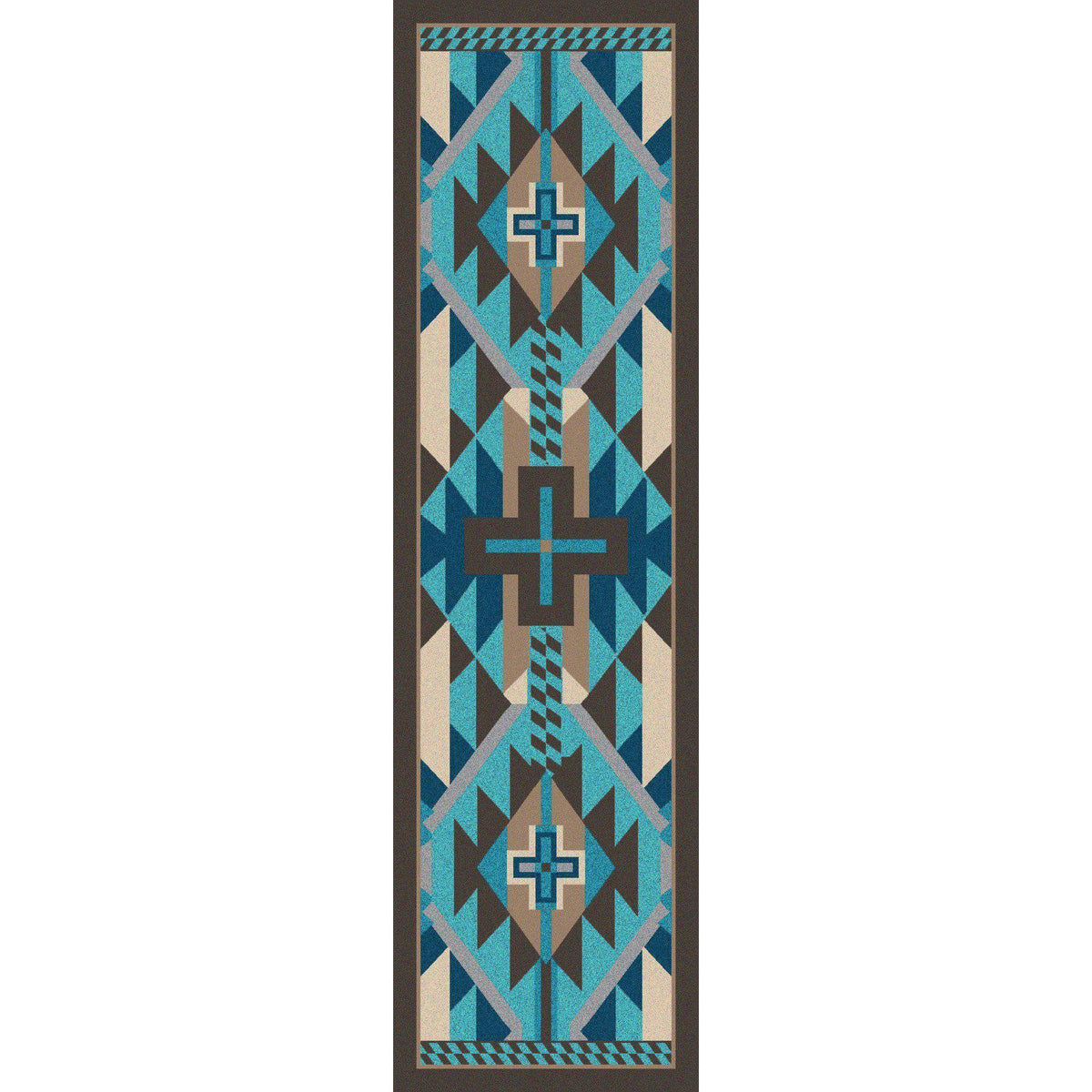 Rustic Crucifix Rug – Turquoise Indigo – alternate view