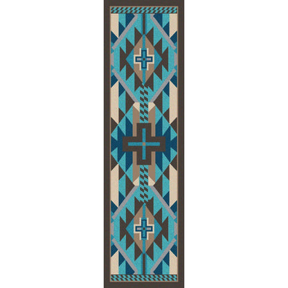 Rustic Crucifix Rug – Turquoise Indigo – alternate view