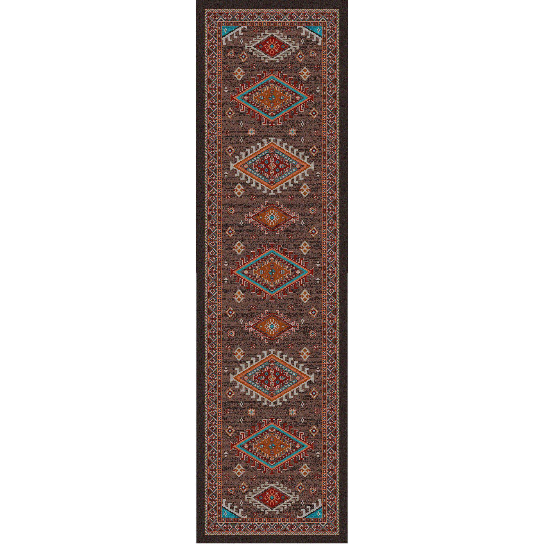 Southwest Persia - Brown-CabinRugs Southwestern Rugs Wildlife Rugs Lodge Rugs Aztec RugsSouthwest Rugs
