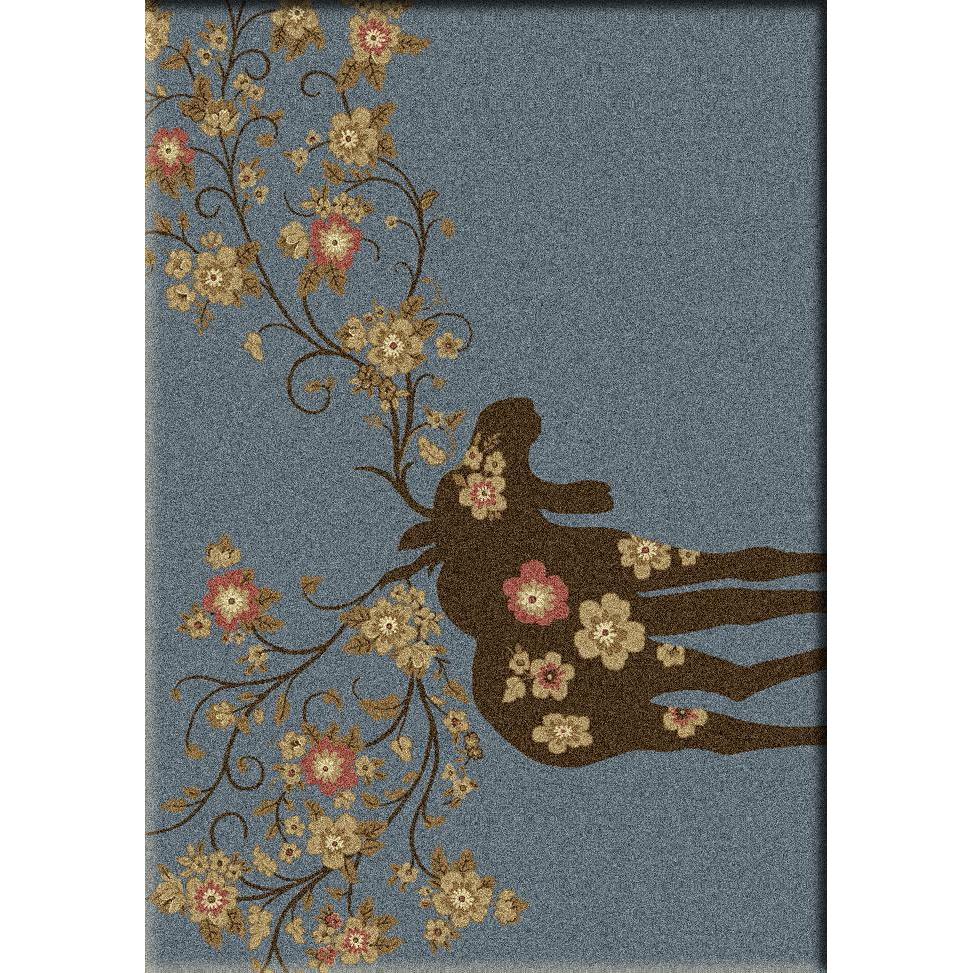 Springtime Moose Rug – Blue – pattern detail